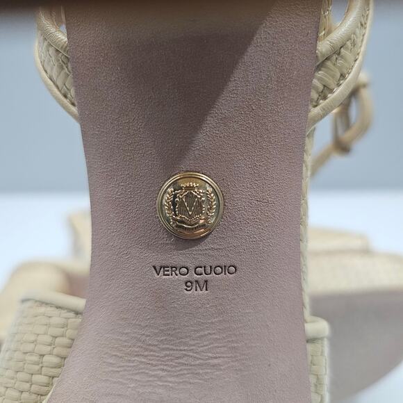 Veronica Beard Danika Sandal Women 9 Natural Raffia Woven Block Heel Ankle Strap - Picture 13 of 14